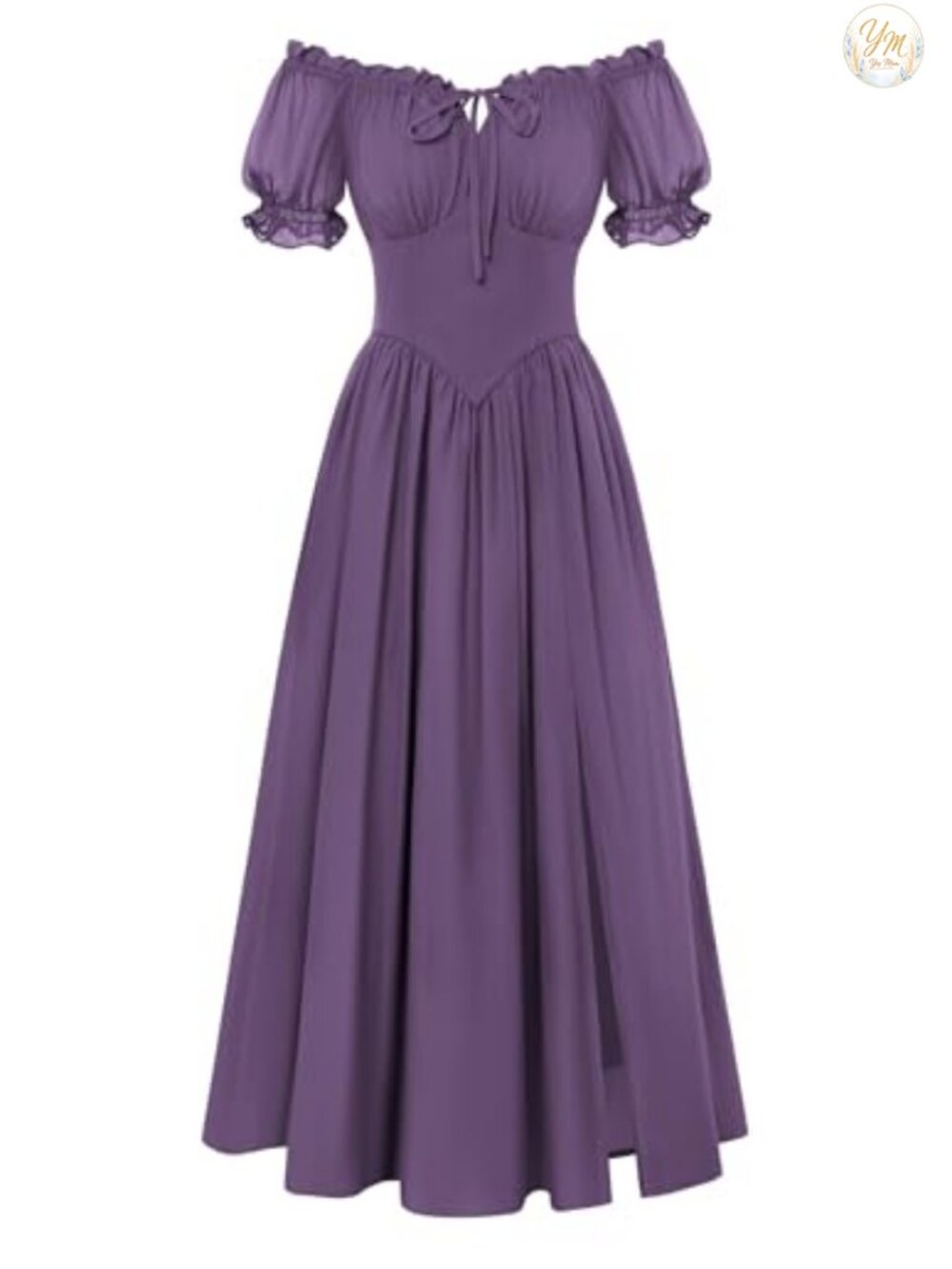 Off Shoulder Renaissance Corset Midi Dress Chiffon Fit Flare